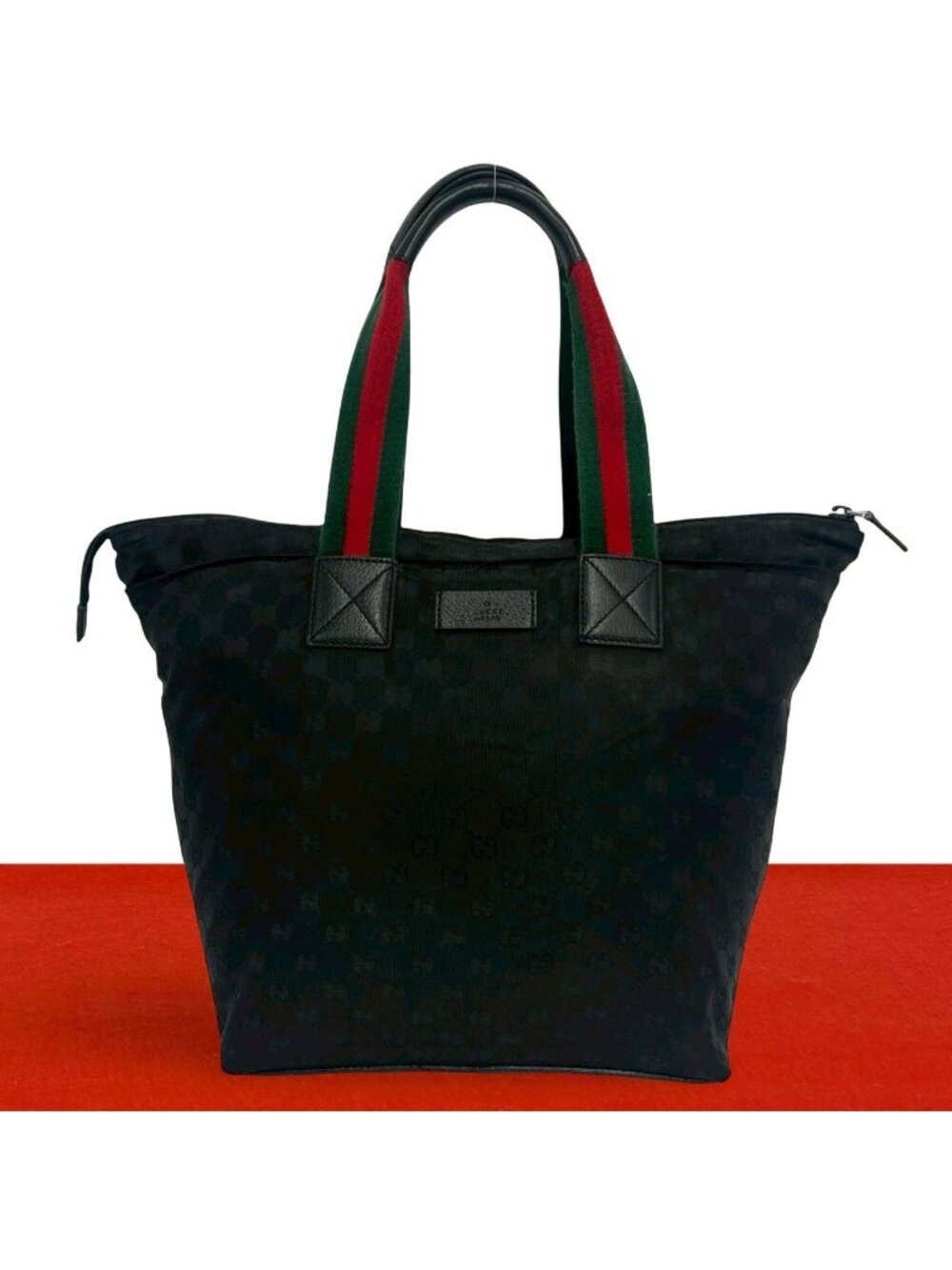 Gucci GG Canvas Logo Nylon Tote Business Black